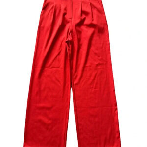 Women's Princess Polly Work Trousers Vibrant Red Orange Wide-Leg Pants Size 4